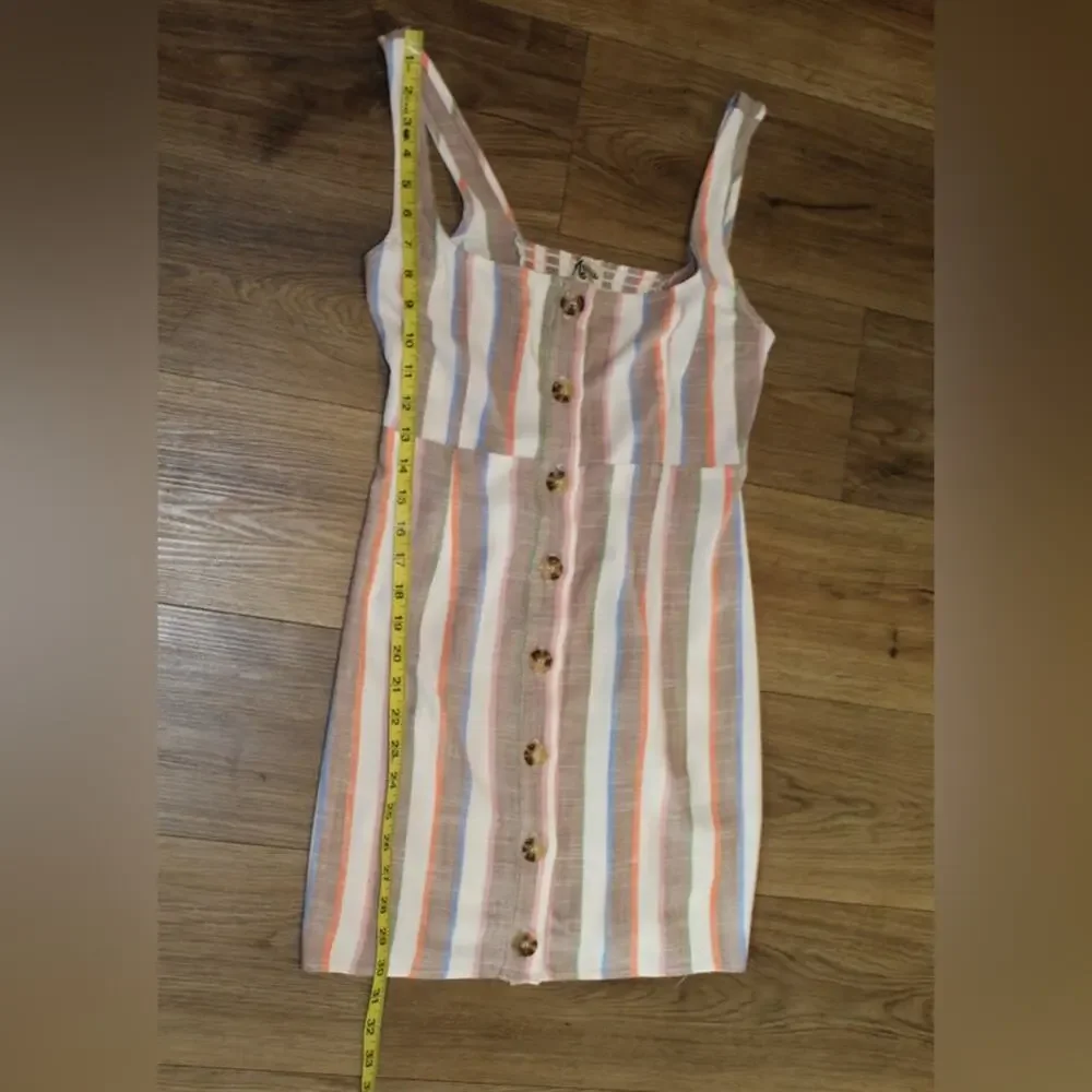 Show Me Your Mumu Striped Mini Dress in White, Blue & Tan